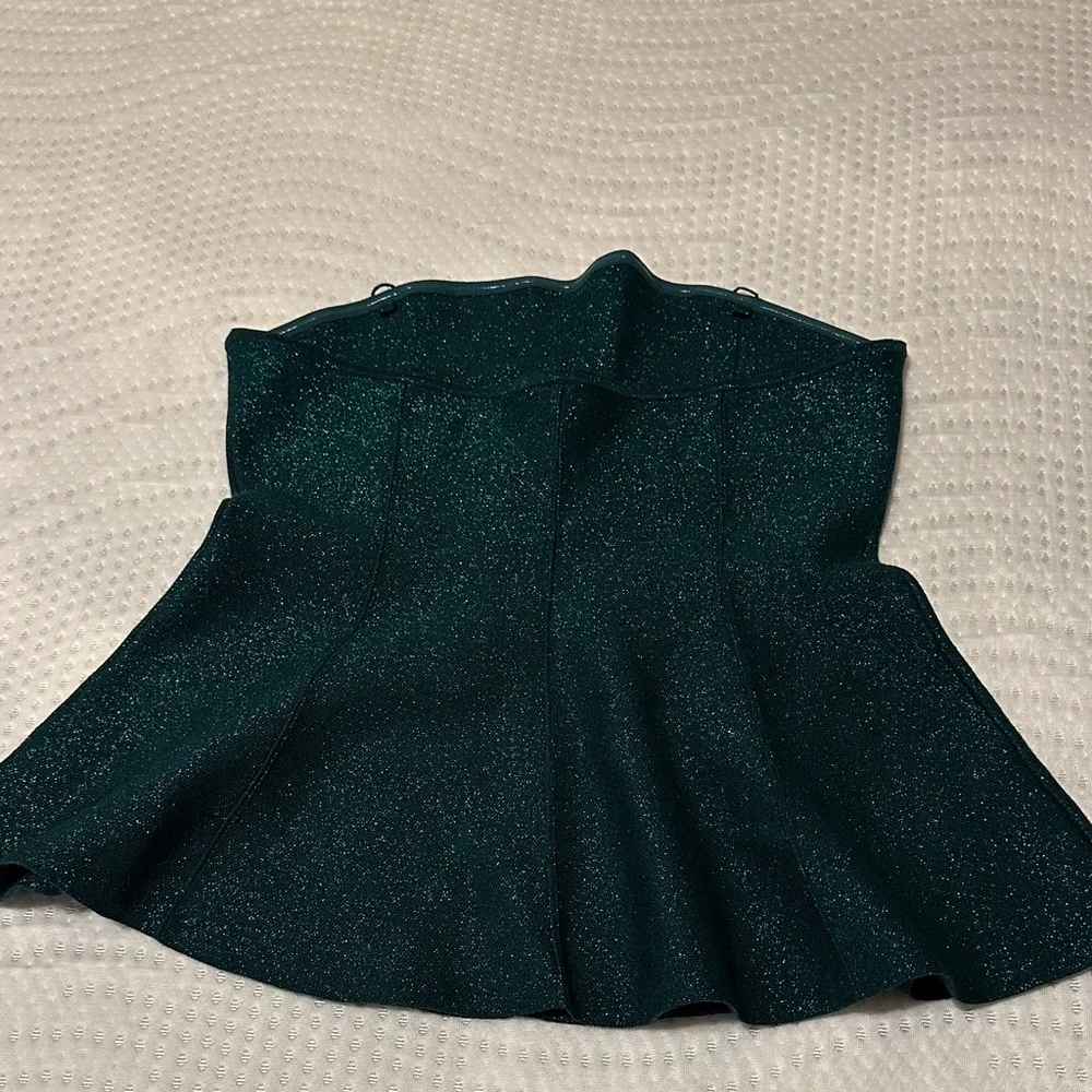 ⛔️ Anthropologie Pilcro Sparkling Dark Green staples Top size Large box 5 - Picture 5 of 5